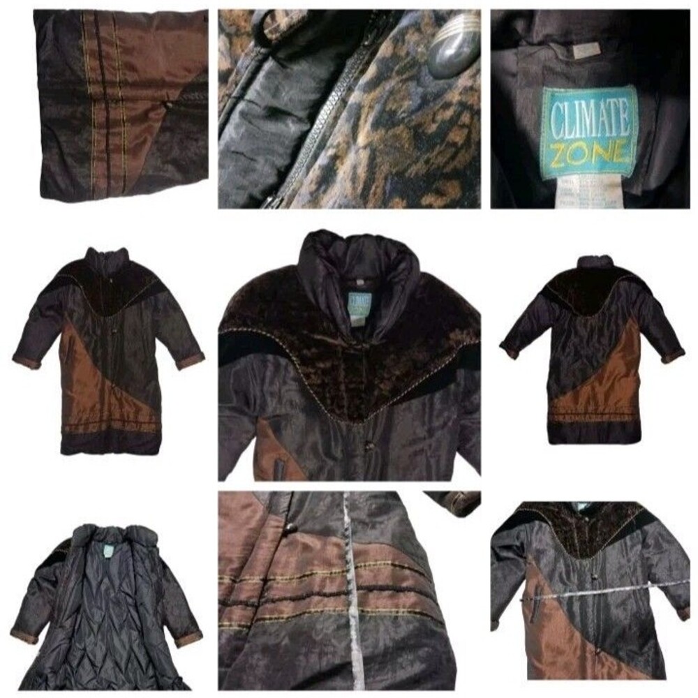 Vintage Goose Down Puffer PIMP Coat Animal Print Windbreaker Suede Gold Trim XXL